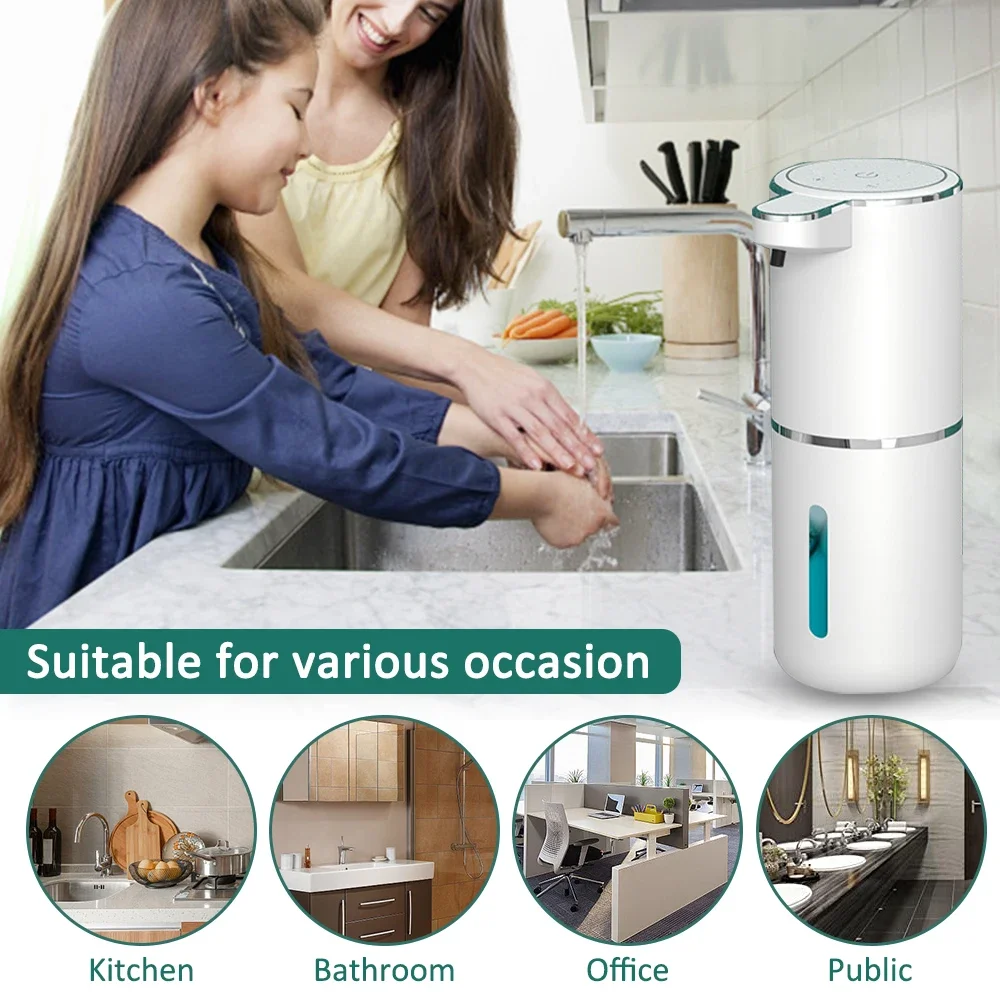 Automatic Soap Dispenser Touchless Foaming Soap Dispenser 380ml USB Rechargeable Electric 4 Level Adjustable Foam Soap Dispenser