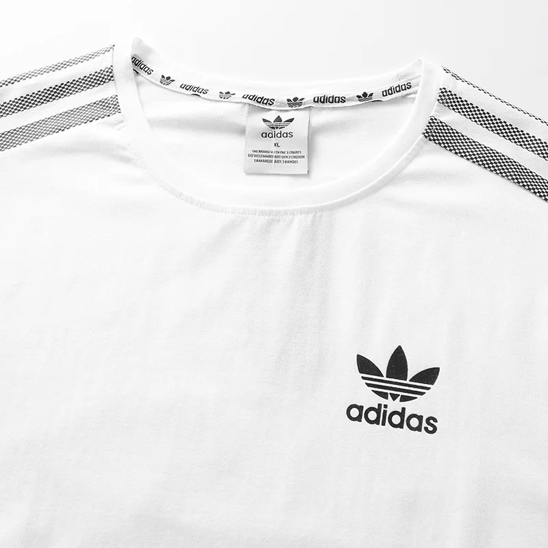 Adidas Originals Three Leaf Summer Splash Stripes Three Stripe Color Blocked Logo Logo Logo Round Neck Short Sleeve T-shirt Adidas Originals Three Leaf Summer Splash Stripes Three Stripe Color Blocked Logo Logo Logo Round Neck Short Sleeve T-shirt