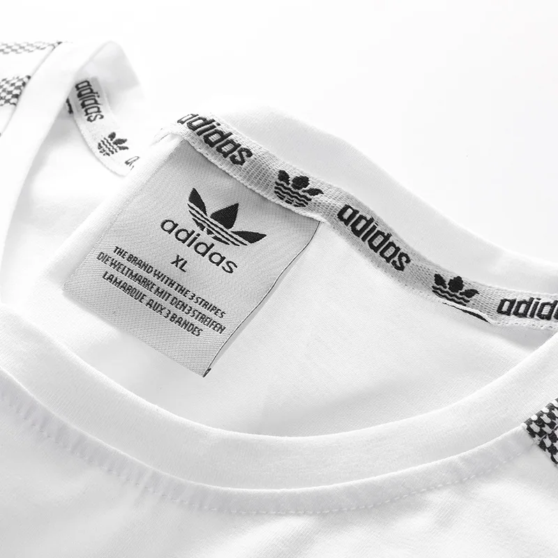 Adidas Originals Three Leaf Summer Splash Stripes Three Stripe Color Blocked Logo Logo Logo Round Neck Short Sleeve T-shirt Adidas Originals Three Leaf Summer Splash Stripes Three Stripe Color Blocked Logo Logo Logo Round Neck Short Sleeve T-shirt