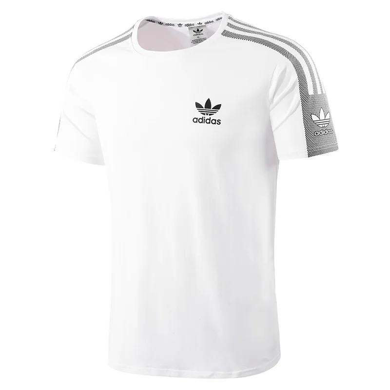 Adidas Originals Three Leaf Summer Splash Stripes Three Stripe Color Blocked Logo Logo Logo Round Neck Short Sleeve T-shirt Adidas Originals Three Leaf Summer Splash Stripes Three Stripe Color Blocked Logo Logo Logo Round Neck Short Sleeve T-shirt