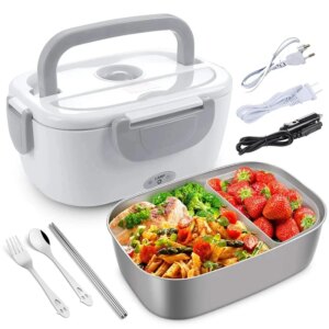 Electric Heating Lunch Box, Heated Portable, Stainless Steel Meal Tray, Preservation Bento Food Container, Bento Boxes with Lid