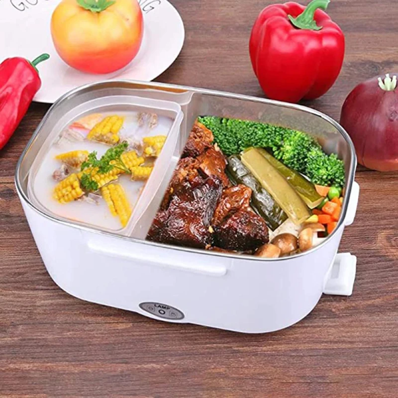 Electric Heating Lunch Box, Heated Portable, Stainless Steel Meal Tray, Preservation Bento Food Container, Bento Boxes with Lid