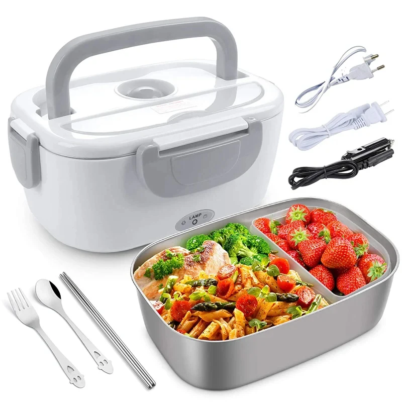 Electric Heating Lunch Box, Heated Portable, Stainless Steel Meal Tray, Preservation Bento Food Container, Bento Boxes with Lid