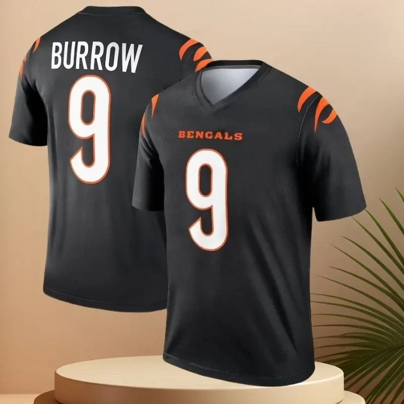 Black Jersey Classic Summer Outdoor Sports Quick Drying Breathable Fashion Short Sleeved Ja'mar Chase Sam Hubbard Trendy Style