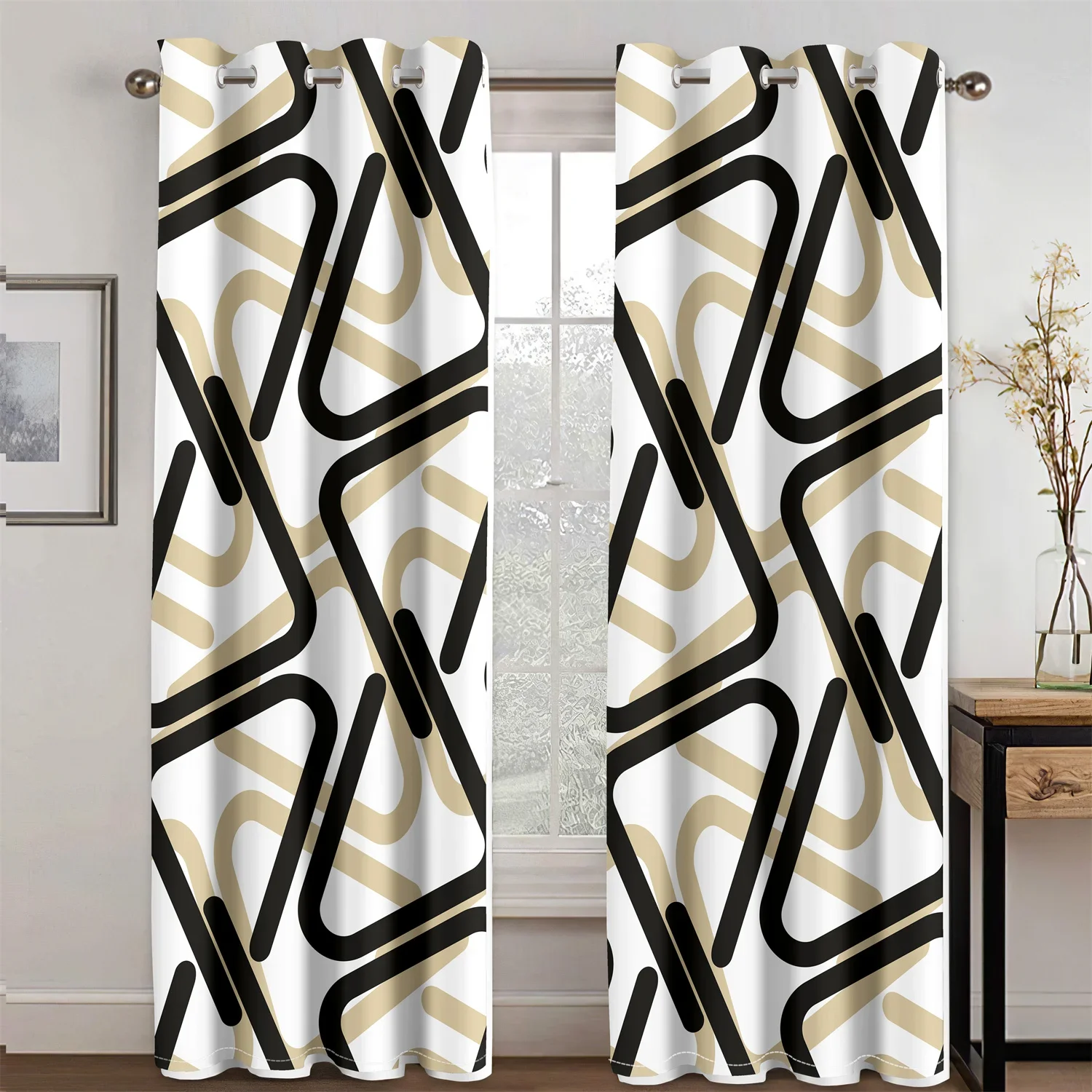 Ethiopian Nation of Africa Design Light Filtering Drapes Window Curtains for Living Room Bedroom 2 Pieces Decor