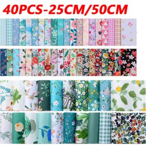 40Pcs Handmade DIY Cotton Craft Fabric Various Patterns Sewing Textiles Family Work Artcraft Fabric Doll Clothes Splicing Cloth