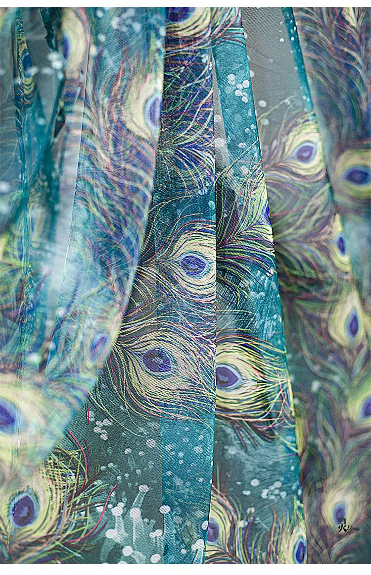 150cm*50cm Feather mesh diy fabric high-end elastic peacock Hanfu ancient style dress dress clothing designer fabric