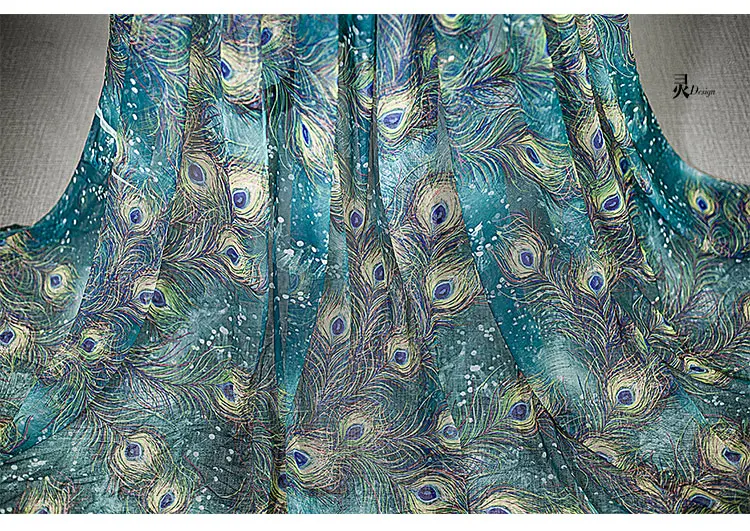 150cm*50cm Feather mesh diy fabric high-end elastic peacock Hanfu ancient style dress dress clothing designer fabric