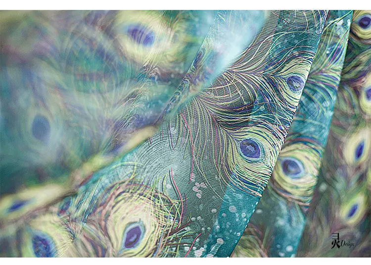 150cm*50cm Feather mesh diy fabric high-end elastic peacock Hanfu ancient style dress dress clothing designer fabric