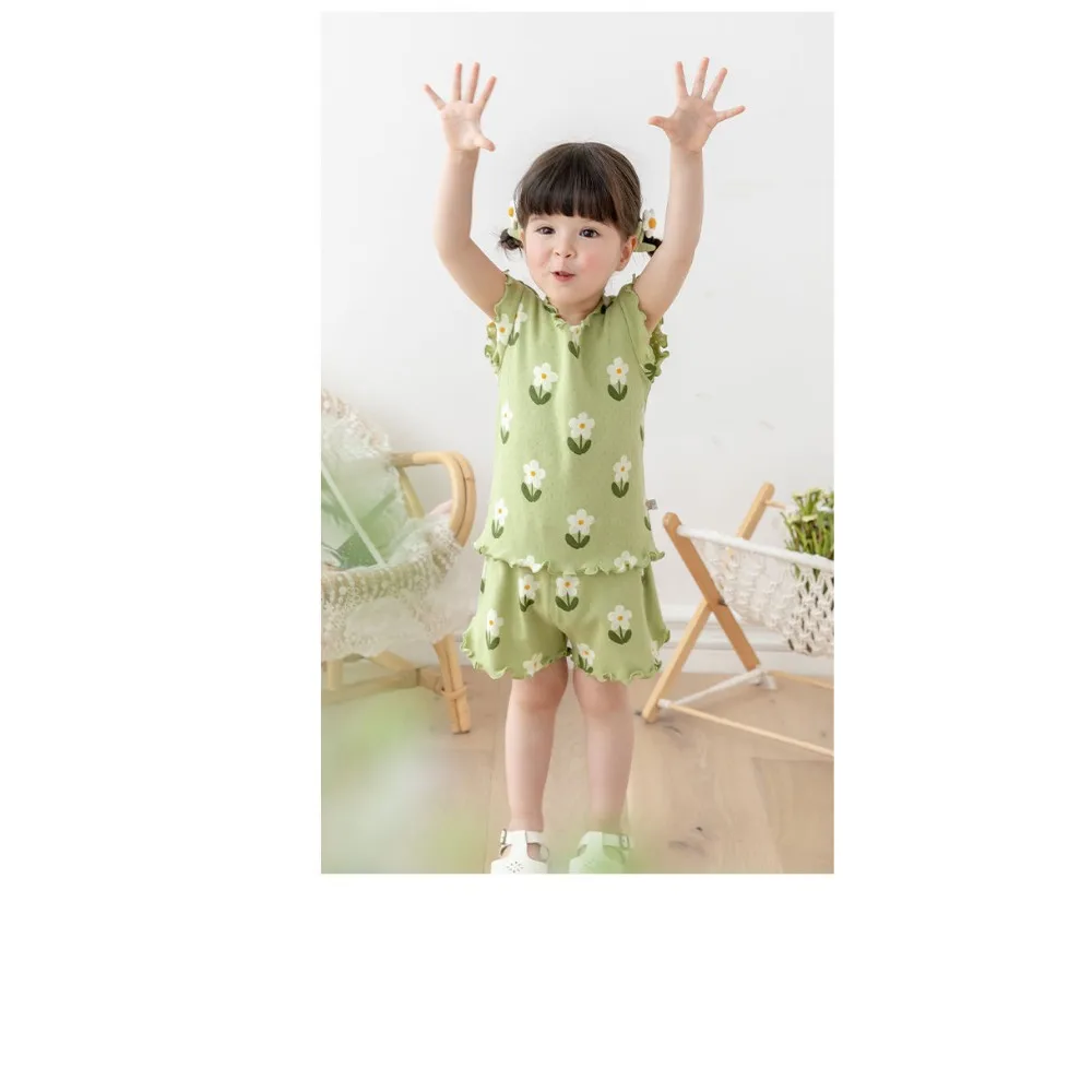 Bear Leader Summer New Pajama Baby Girl Clothes 3-7 Years Old Flower Printed Short Sleeved Top + Shorts Cute Children's Set Bear Leader Summer New Pajama Baby Girl Clothes 3-7 Years Old Flower Printed Short Sleeved Top + Shorts Cute Children's Set