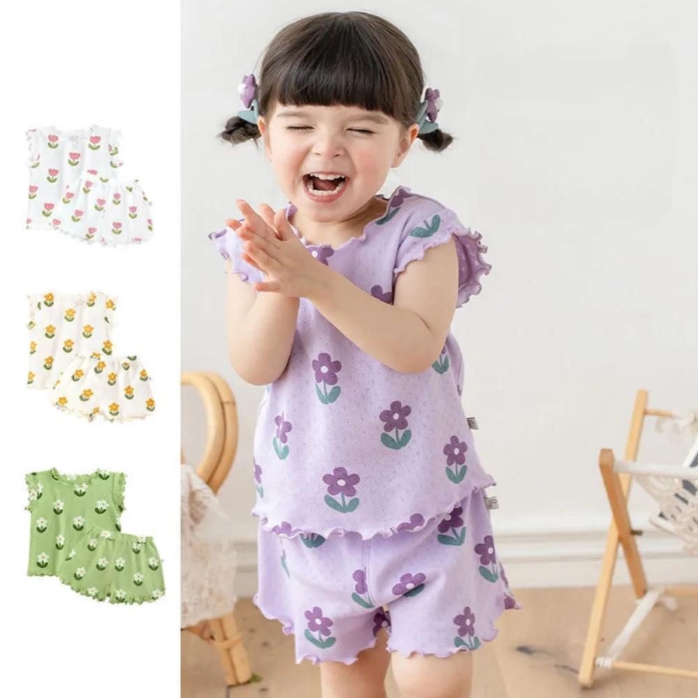 Bear Leader Summer New Pajama Baby Girl Clothes 3-7 Years Old Flower Printed Short Sleeved Top + Shorts Cute Children's Set Bear Leader Summer New Pajama Baby Girl Clothes 3-7 Years Old Flower Printed Short Sleeved Top + Shorts Cute Children's Set