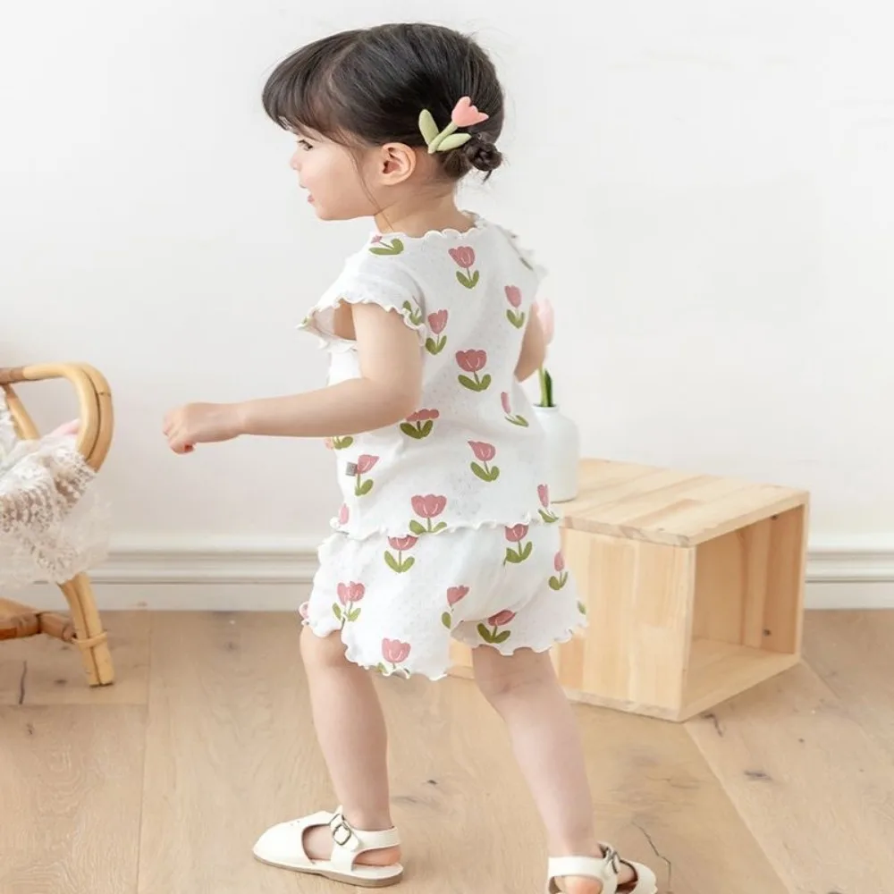 Bear Leader Summer New Pajama Baby Girl Clothes 3-7 Years Old Flower Printed Short Sleeved Top + Shorts Cute Children's Set Bear Leader Summer New Pajama Baby Girl Clothes 3-7 Years Old Flower Printed Short Sleeved Top + Shorts Cute Children's Set