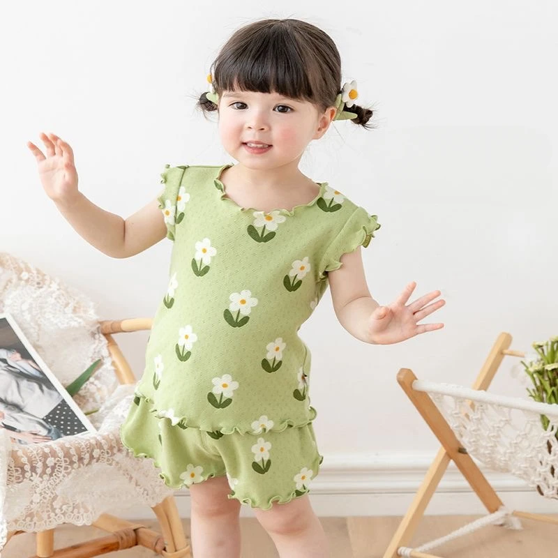 Bear Leader Summer New Pajama Baby Girl Clothes 3-7 Years Old Flower Printed Short Sleeved Top + Shorts Cute Children's Set Bear Leader Summer New Pajama Baby Girl Clothes 3-7 Years Old Flower Printed Short Sleeved Top + Shorts Cute Children's Set