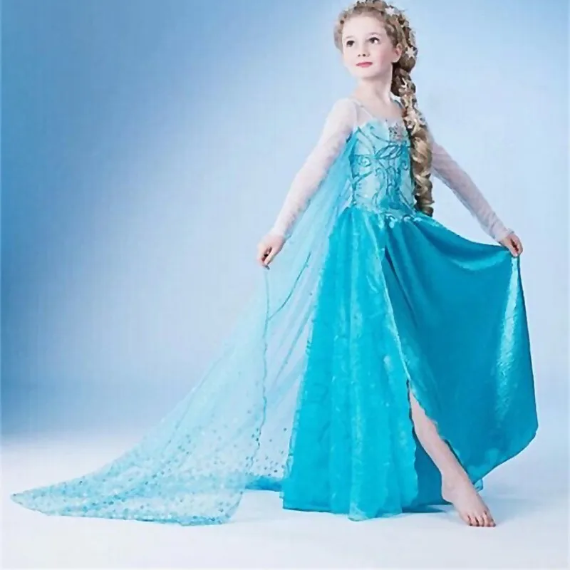 Girls Snow Queen Elsa Kids Costumes for Girl 2025 Carnival Party Prom Gown Robe-Playing Children Clothing Frozen Princess Dress