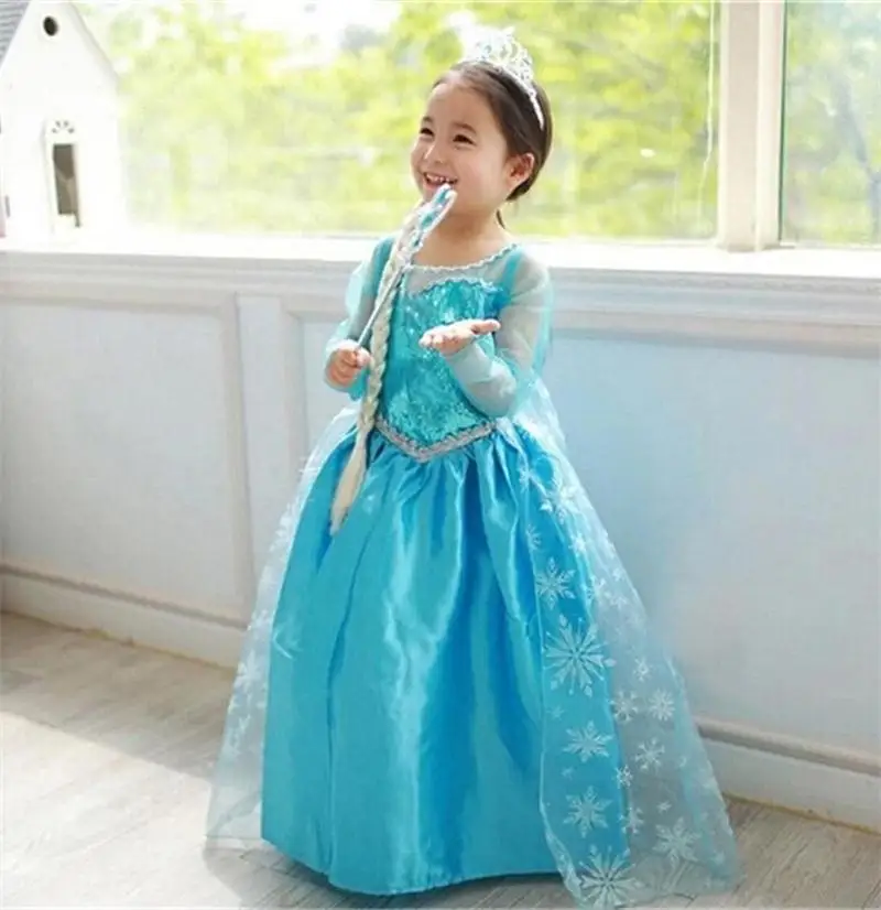 Girls Snow Queen Elsa Kids Costumes for Girl 2025 Carnival Party Prom Gown Robe-Playing Children Clothing Frozen Princess Dress