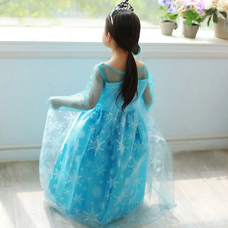 Girls Snow Queen Elsa Kids Costumes for Girl 2025 Carnival Party Prom Gown Robe-Playing Children Clothing Frozen Princess Dress