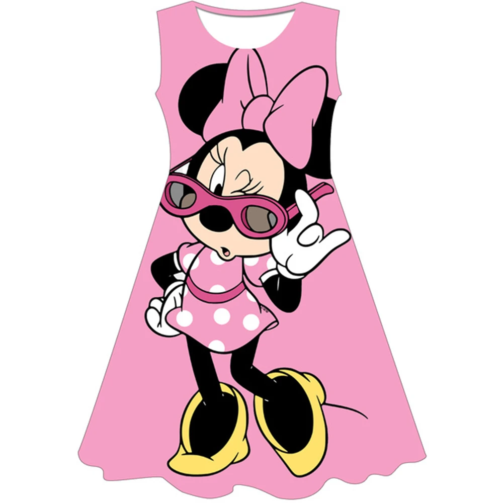 Girls Cosplay Cartoon Costume Minnie Mouse Dress Kids Summer Short Sleeve Princess Dress Up Children Birthday Party 3D Clothing