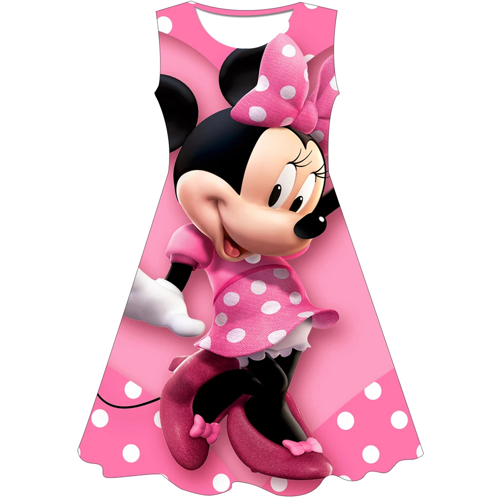 Girls Cosplay Cartoon Costume Minnie Mouse Dress Kids Summer Short Sleeve Princess Dress Up Children Birthday Party 3D Clothing
