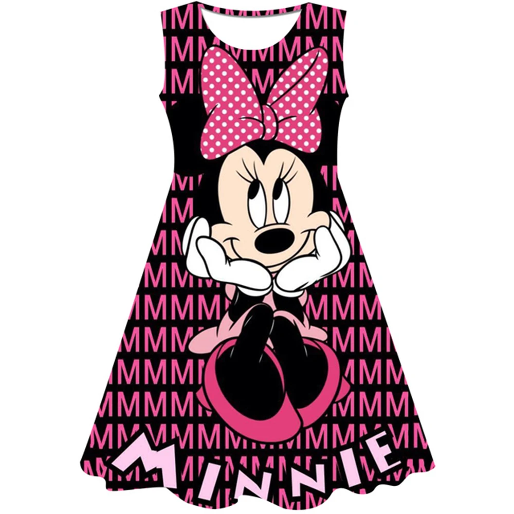 Girls Cosplay Cartoon Costume Minnie Mouse Dress Kids Summer Short Sleeve Princess Dress Up Children Birthday Party 3D Clothing