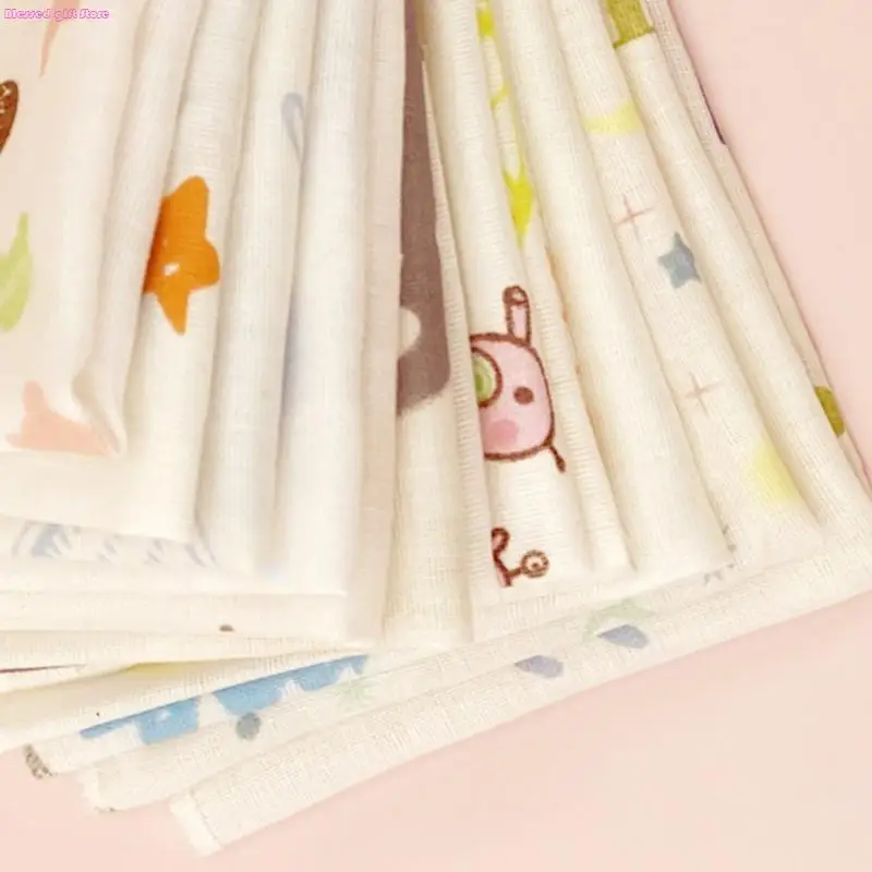 D0JC 10Pcs 20x20cm Baby Washcloths Set Cartoon Print Double Layer Gauze Infant Face Towel Reusable Wipes Absorbent Square D0JC 10Pcs 20x20cm Baby Washcloths Set Cartoon Print Double Layer Gauze Infant Face Towel Reusable Wipes Absorbent Square