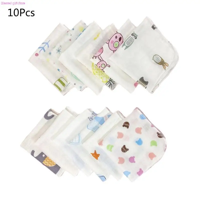 D0JC 10Pcs 20x20cm Baby Washcloths Set Cartoon Print Double Layer Gauze Infant Face Towel Reusable Wipes Absorbent Square D0JC 10Pcs 20x20cm Baby Washcloths Set Cartoon Print Double Layer Gauze Infant Face Towel Reusable Wipes Absorbent Square