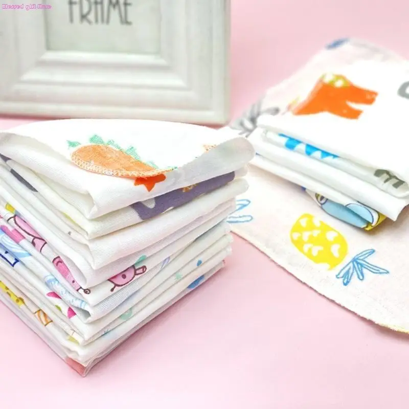 D0JC 10Pcs 20x20cm Baby Washcloths Set Cartoon Print Double Layer Gauze Infant Face Towel Reusable Wipes Absorbent Square D0JC 10Pcs 20x20cm Baby Washcloths Set Cartoon Print Double Layer Gauze Infant Face Towel Reusable Wipes Absorbent Square