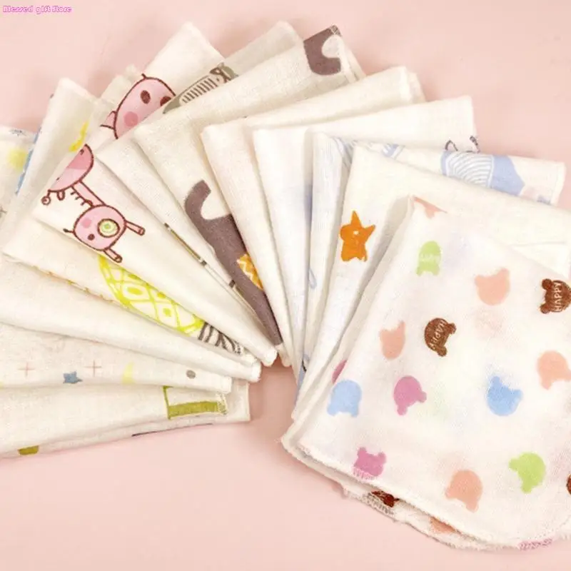 D0JC 10Pcs 20x20cm Baby Washcloths Set Cartoon Print Double Layer Gauze Infant Face Towel Reusable Wipes Absorbent Square D0JC 10Pcs 20x20cm Baby Washcloths Set Cartoon Print Double Layer Gauze Infant Face Towel Reusable Wipes Absorbent Square