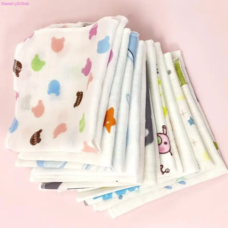 D0JC 10Pcs 20x20cm Baby Washcloths Set Cartoon Print Double Layer Gauze Infant Face Towel Reusable Wipes Absorbent Square D0JC 10Pcs 20x20cm Baby Washcloths Set Cartoon Print Double Layer Gauze Infant Face Towel Reusable Wipes Absorbent Square