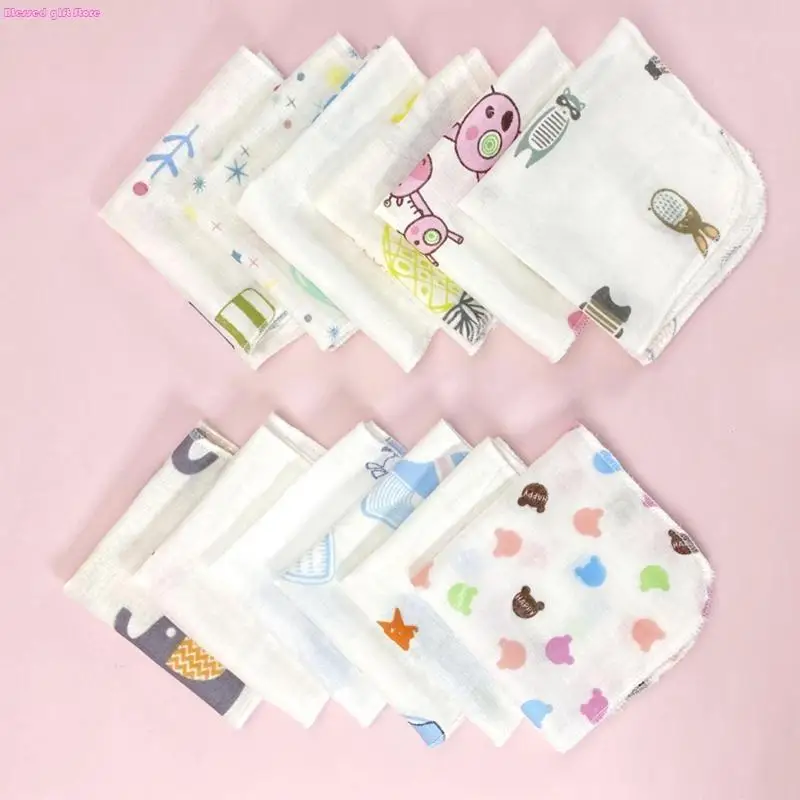 D0JC 10Pcs 20x20cm Baby Washcloths Set Cartoon Print Double Layer Gauze Infant Face Towel Reusable Wipes Absorbent Square D0JC 10Pcs 20x20cm Baby Washcloths Set Cartoon Print Double Layer Gauze Infant Face Towel Reusable Wipes Absorbent Square