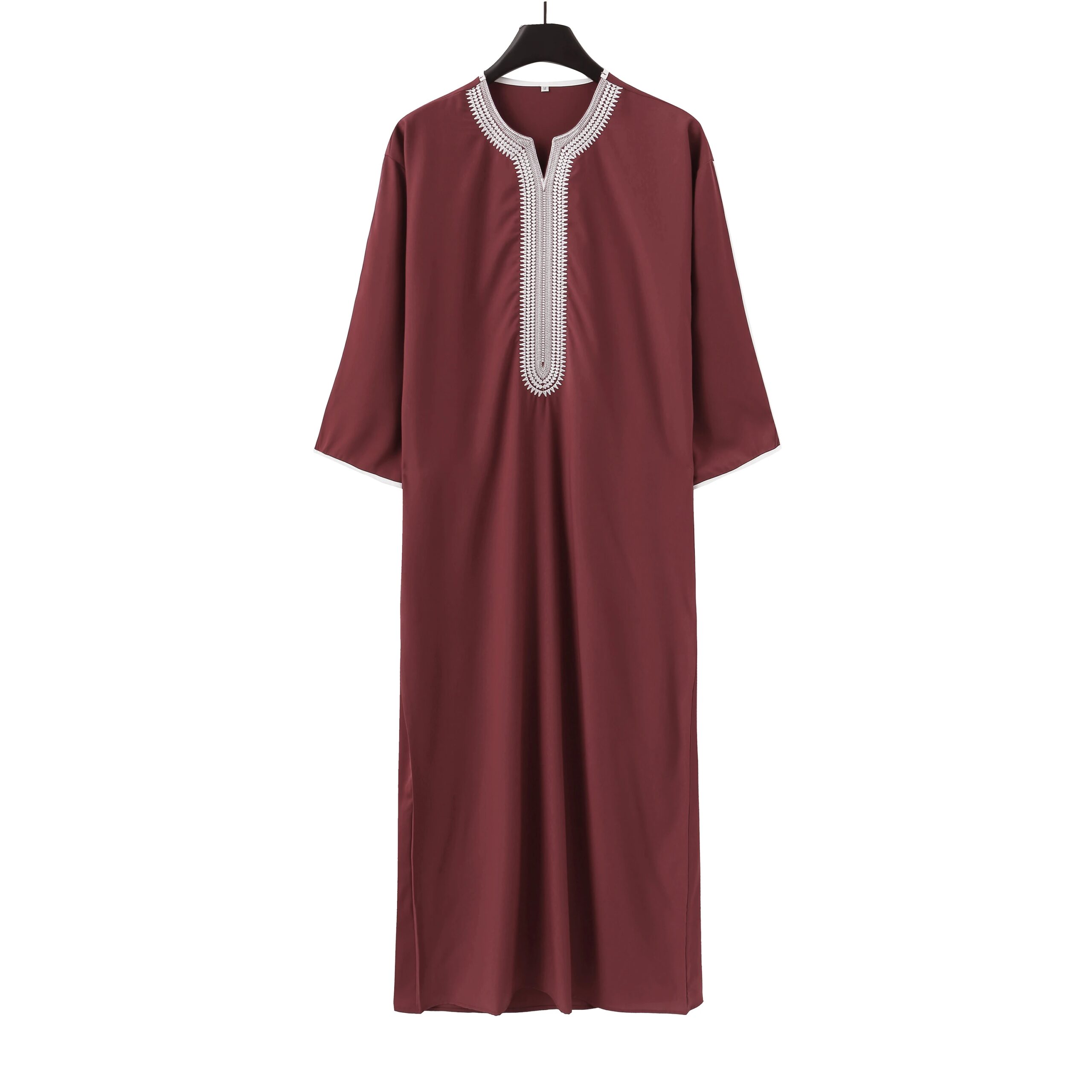 Summer 2025 Kaftan Muslim Men's Short Sleeve Embroidered Loose Casual Robe Breathable Islamic Abaya for Men