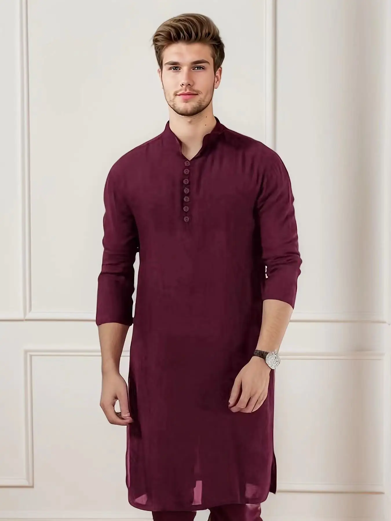 2025 Arabic Style Men's Robe! Stylish Long Shirt Design, Essential Muslim Ethnic Wear Muslim Sets