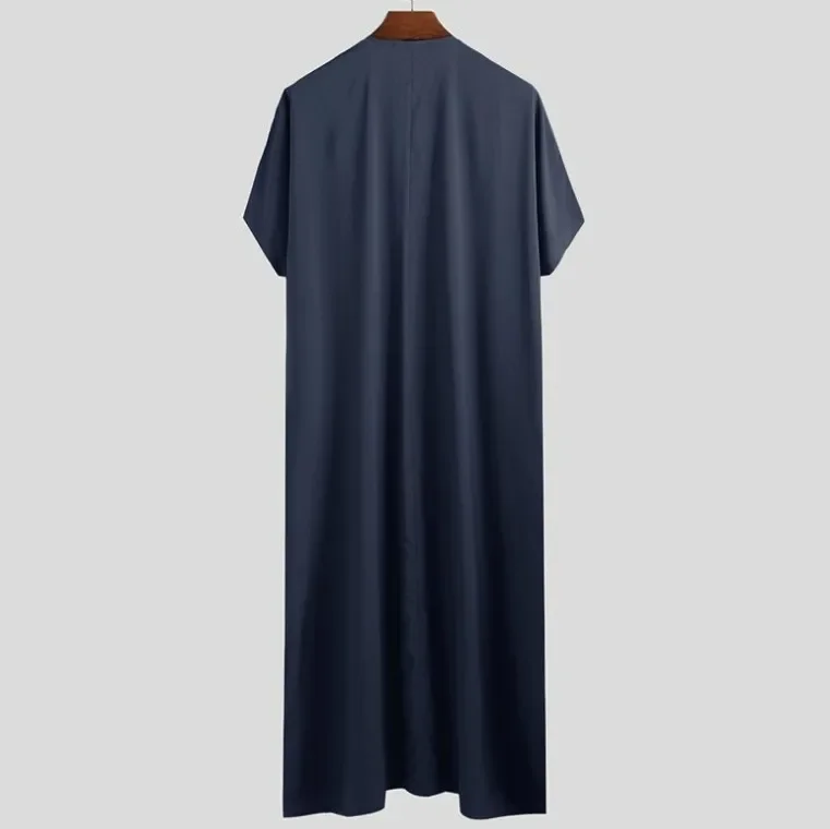 Abaya Men New Style Muslim  Islamic Kaftan Solid Color Fashion Short Sleeve Shirt Caftan Middle East Dubai Mens Casual Robes