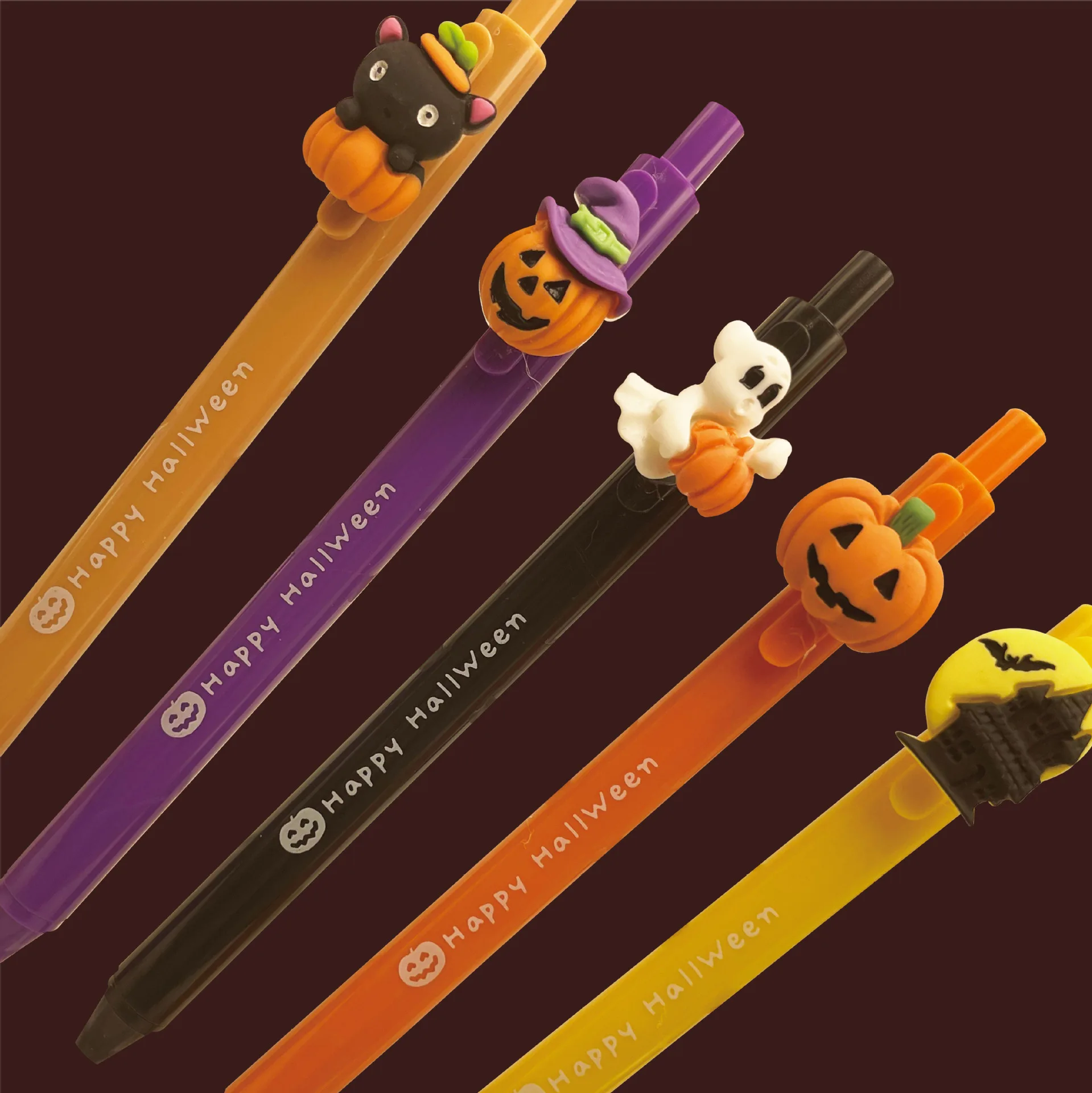 12 Pcs Halloween Series Writing Signature Ball Pens Set Cute Cartoon 0.5mm Black Ink Funny Pumpkin Pen Back To School