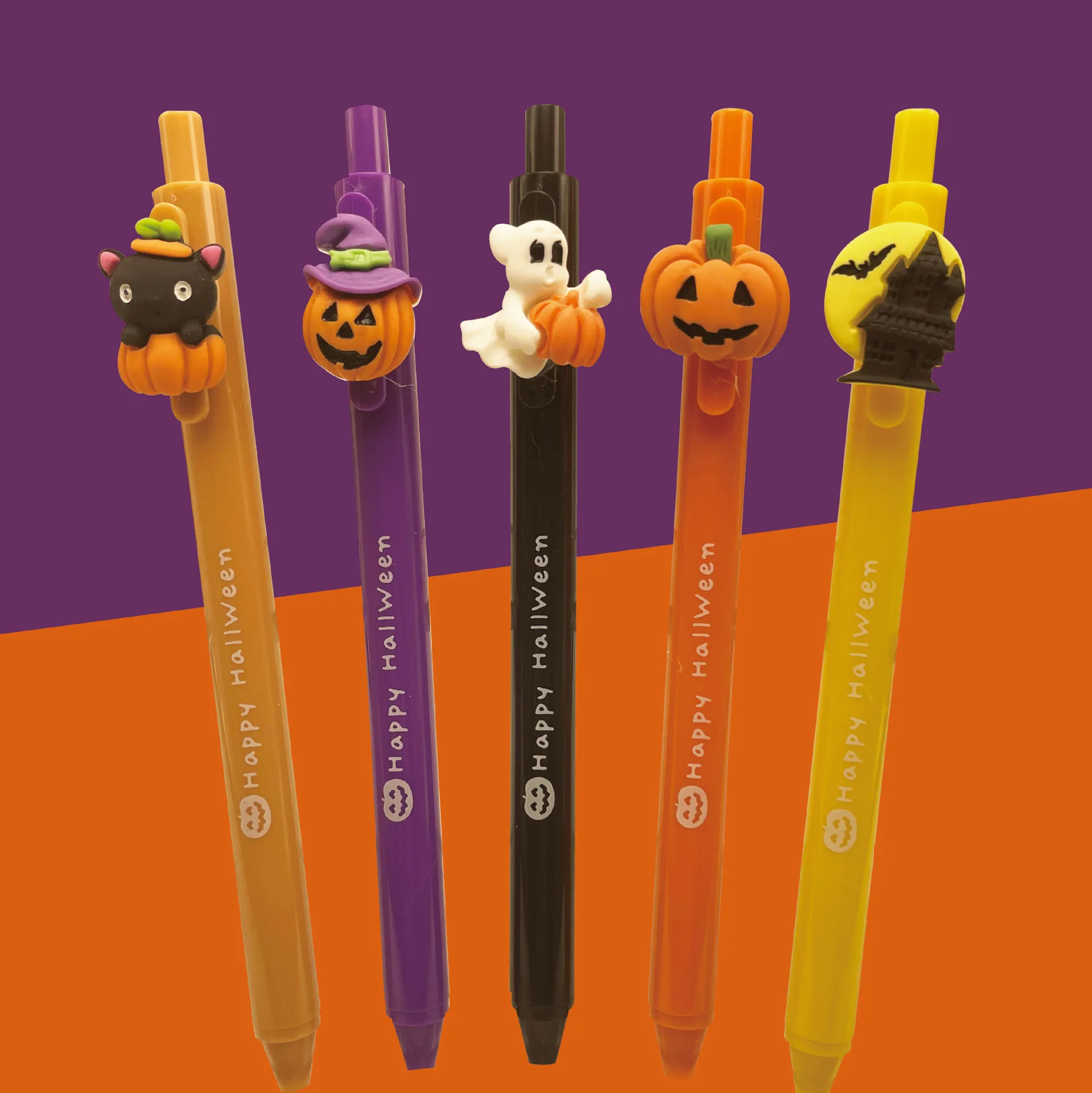 12 Pcs Halloween Series Writing Signature Ball Pens Set Cute Cartoon 0.5mm Black Ink Funny Pumpkin Pen Back To School