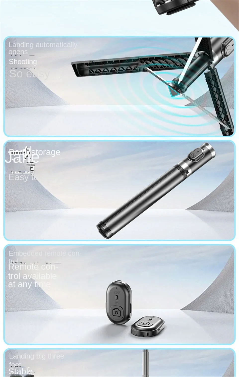 FANGTUOSI 2025 NEW 1.7M All In One Expandable Portable Phone Tripod Selfie Stick With Detachable BT Wireless Remote Compatible FANGTUOSI 2025 NEW 1.7M All In One Expandable Portable Phone Tripod Selfie Stick With Detachable BT Wireless Remote Compatible