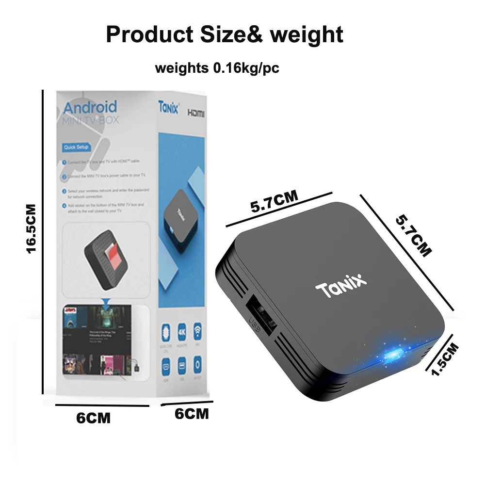 Tanix TX1 Smart Android 10 TV Box 2.4G WIFI 4K HDR USB2.0 8GB 16GB Allwinner H313 Quad Core Global Set Top Box