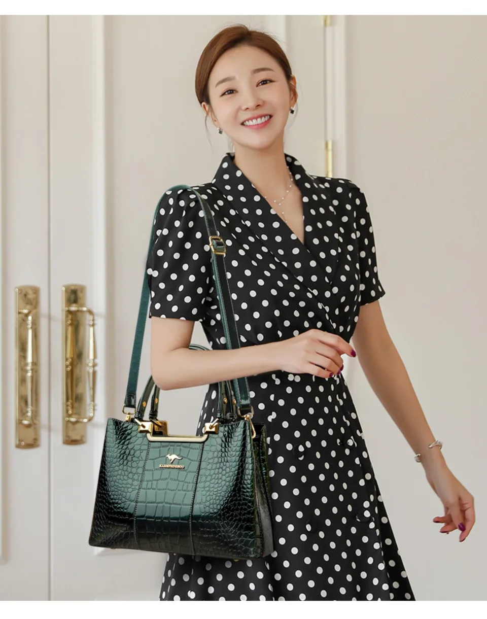 Three Layers Women Shoulder Bags Luxury Designer High Quality Patent Leather Messenger Casual Tote Bag Large Capacity Hand bags