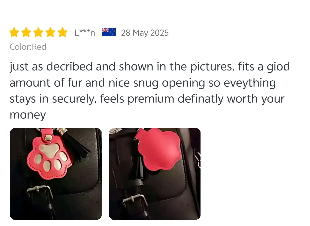 Leather Memorial Pet Hair Storage Bag Cat Paw Keychain Handmade Homemade Pet Memorial Keychain