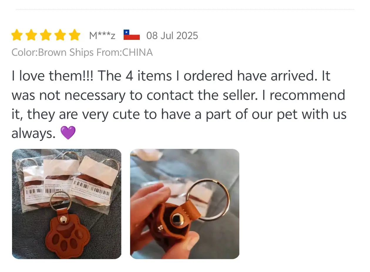 Leather Memorial Pet Hair Storage Bag Cat Paw Keychain Handmade Homemade Pet Memorial Keychain