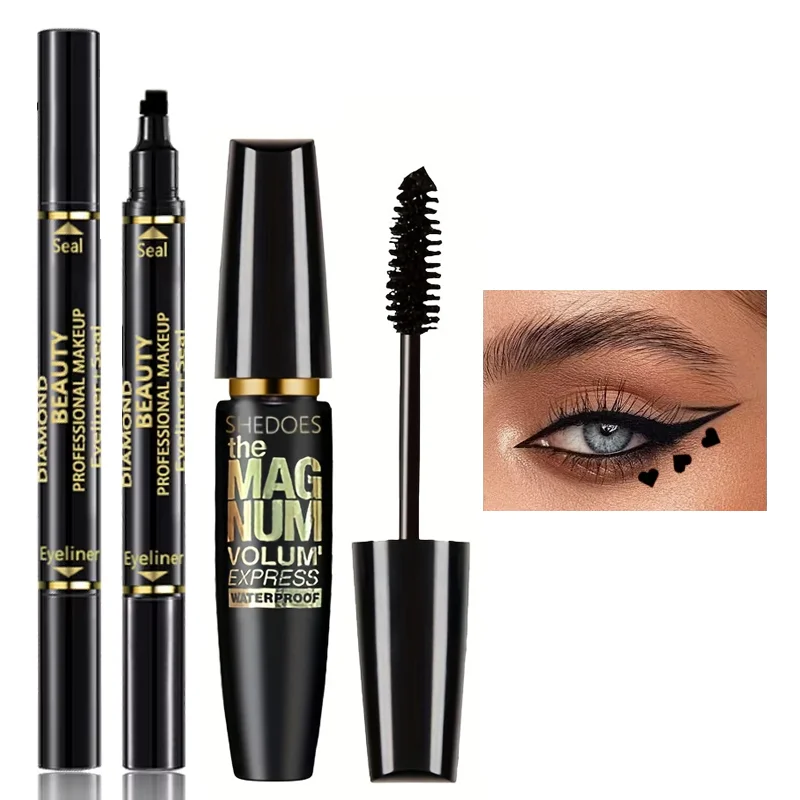 Double Head Seal Eyeliner Mascara Set Long-lasting waterproof Love Star Seal Eyeliner set