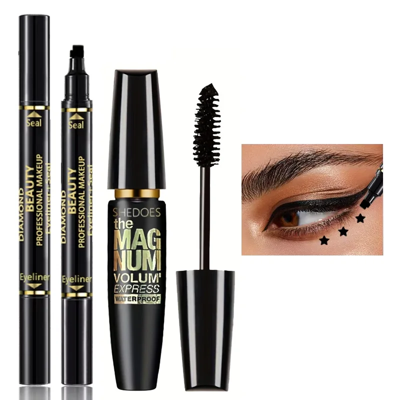 Double Head Seal Eyeliner Mascara Set Long-lasting waterproof Love Star Seal Eyeliner set