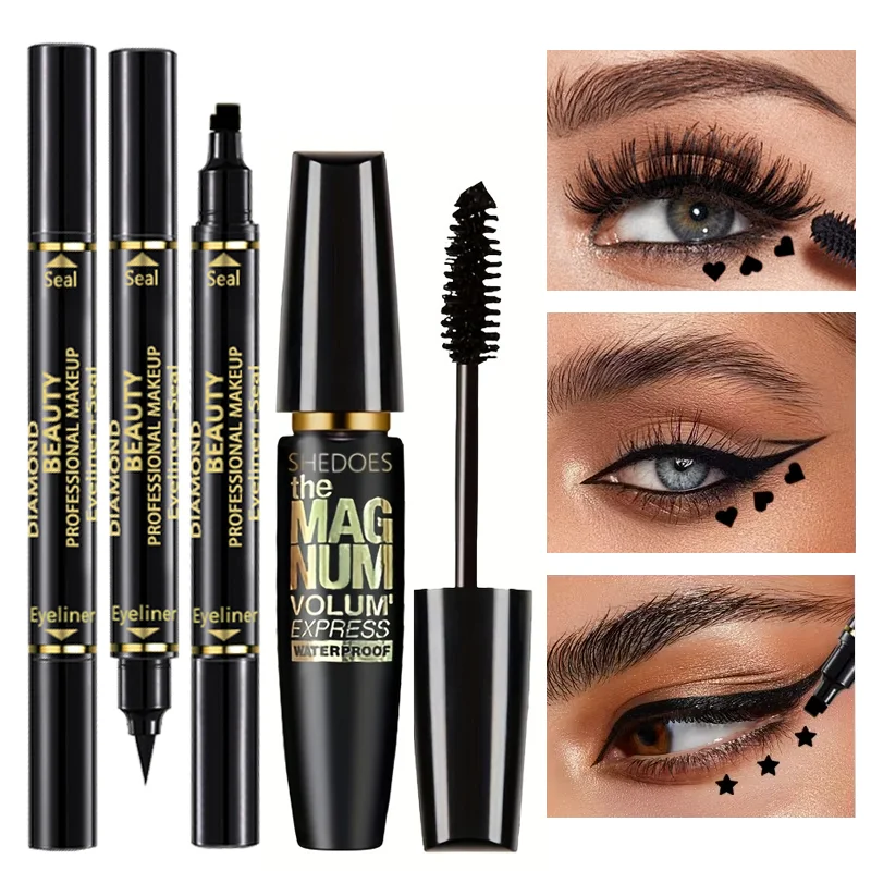 Double Head Seal Eyeliner Mascara Set Long-lasting waterproof Love Star Seal Eyeliner set