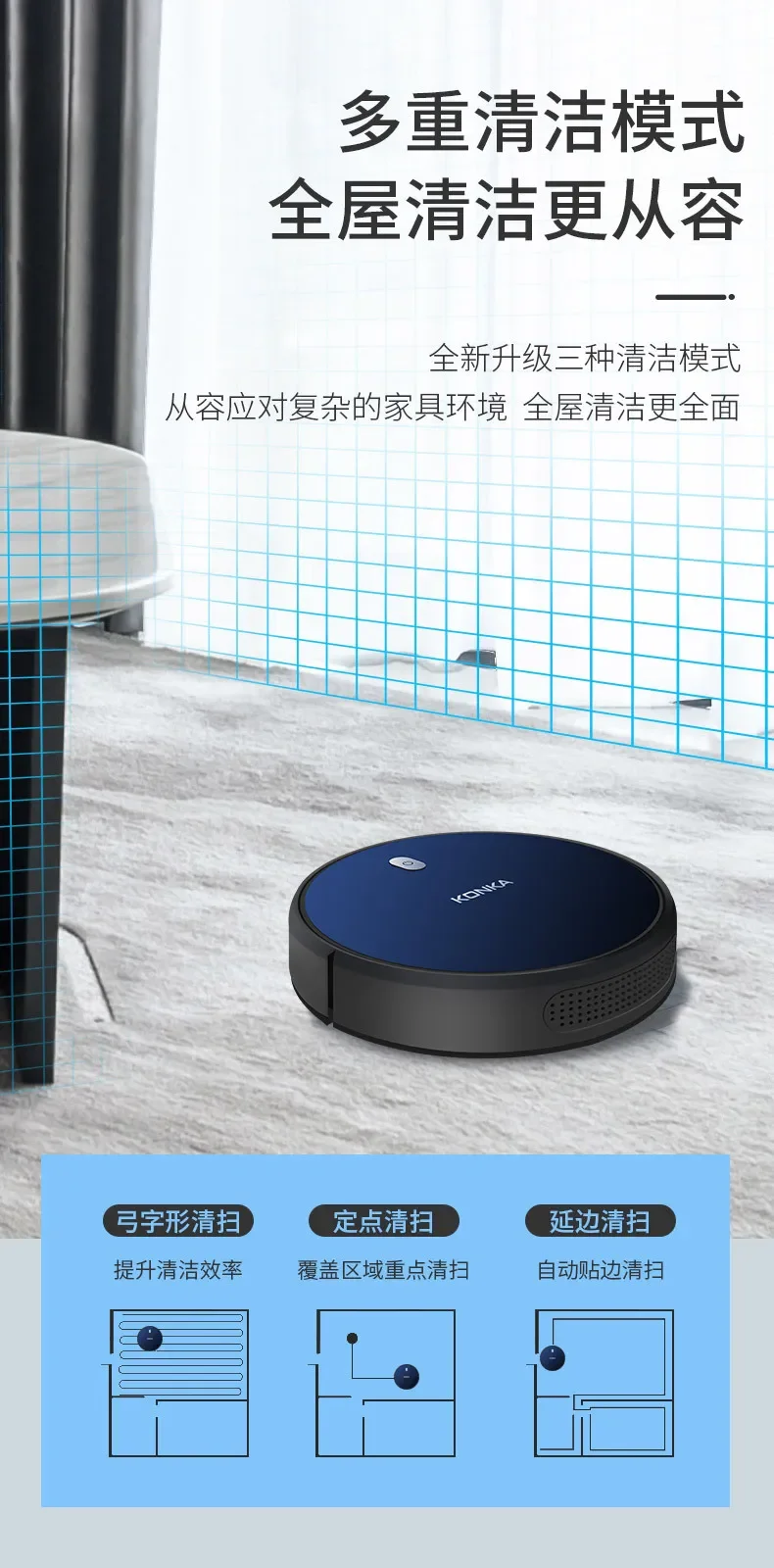 KONKA Smart Robot Vacuum Cleaner Automatic Sweeping Mopping Machine Multi Function Home Cleaning Appliances