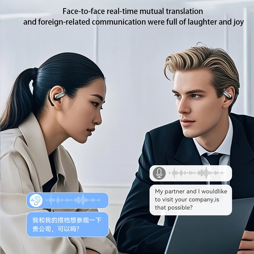 Real Time Translator Headphones AI Language Translation Earbuds 144 Languages AI Wireless Earbuds Noise Cancelling Earphone