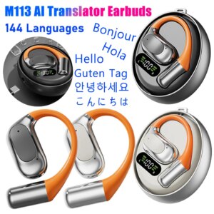 M113 Wireless Bluetooth Real Time Language Translator Earbuds Translation Earhook Headset 144 Languages AI Translators Headphone