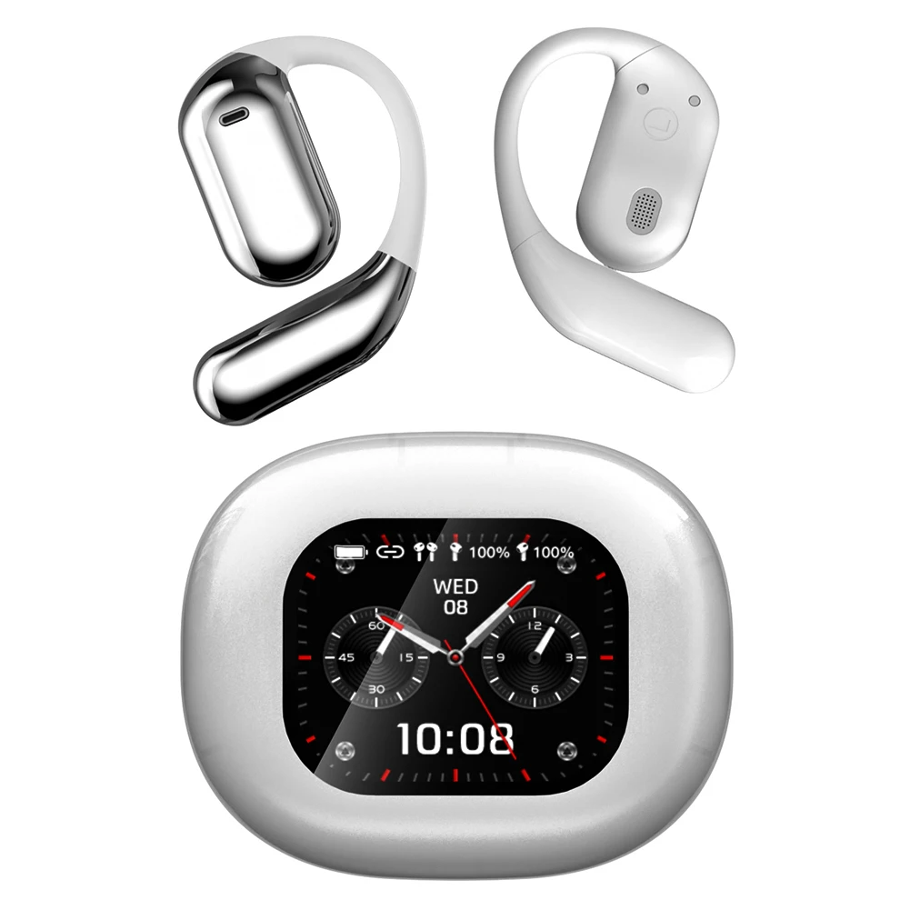 AI Translation Earphones Bluetooth-Compatible 5.4 Real Time Translator Earbuds Waterproof Touch Screen Open Ear Headphones