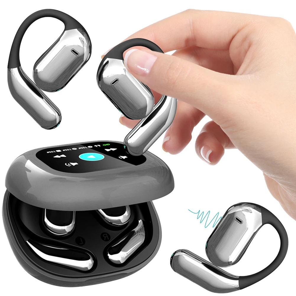 AI Translation Earphones Bluetooth-Compatible 5.4 Real Time Translator Earbuds Waterproof Touch Screen Open Ear Headphones