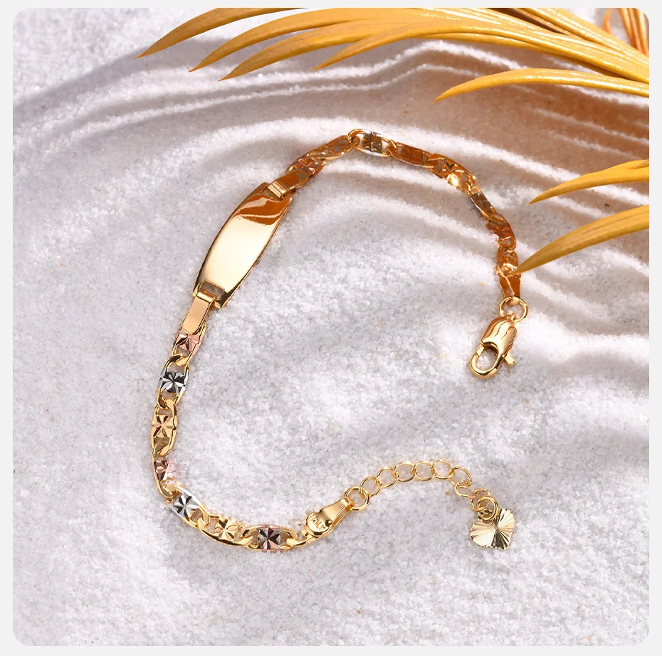 Vnox Free Custom Mom Daughter Son Name Bracelets, Personalized Name Date Text ID Plate Bar Bracelet for Women Girls Gift