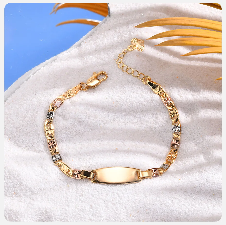 Vnox Free Custom Mom Daughter Son Name Bracelets, Personalized Name Date Text ID Plate Bar Bracelet for Women Girls Gift