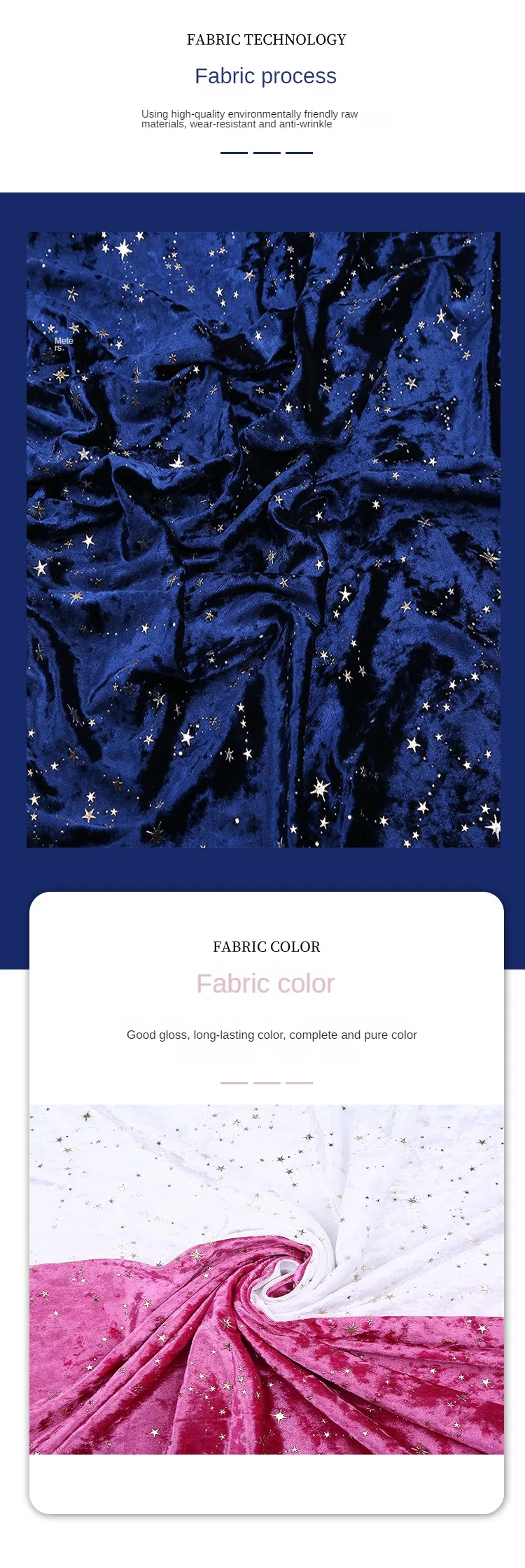 Bronzing Star Velvet Fabric By The Meter for Accessory Dress Pajamas Curtain Pillow Sofa Sewing Velour Cloth Stretch Warm Smooth